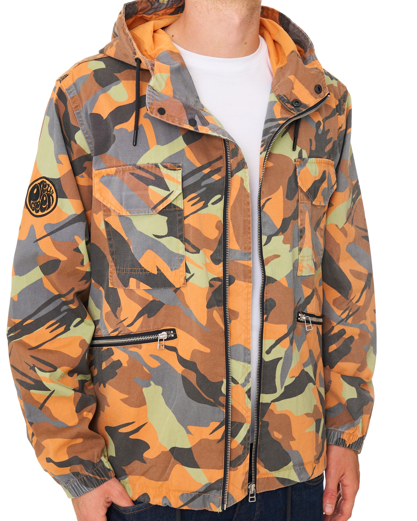 Pretty Green Rave Camo Hooded Jacket Multi