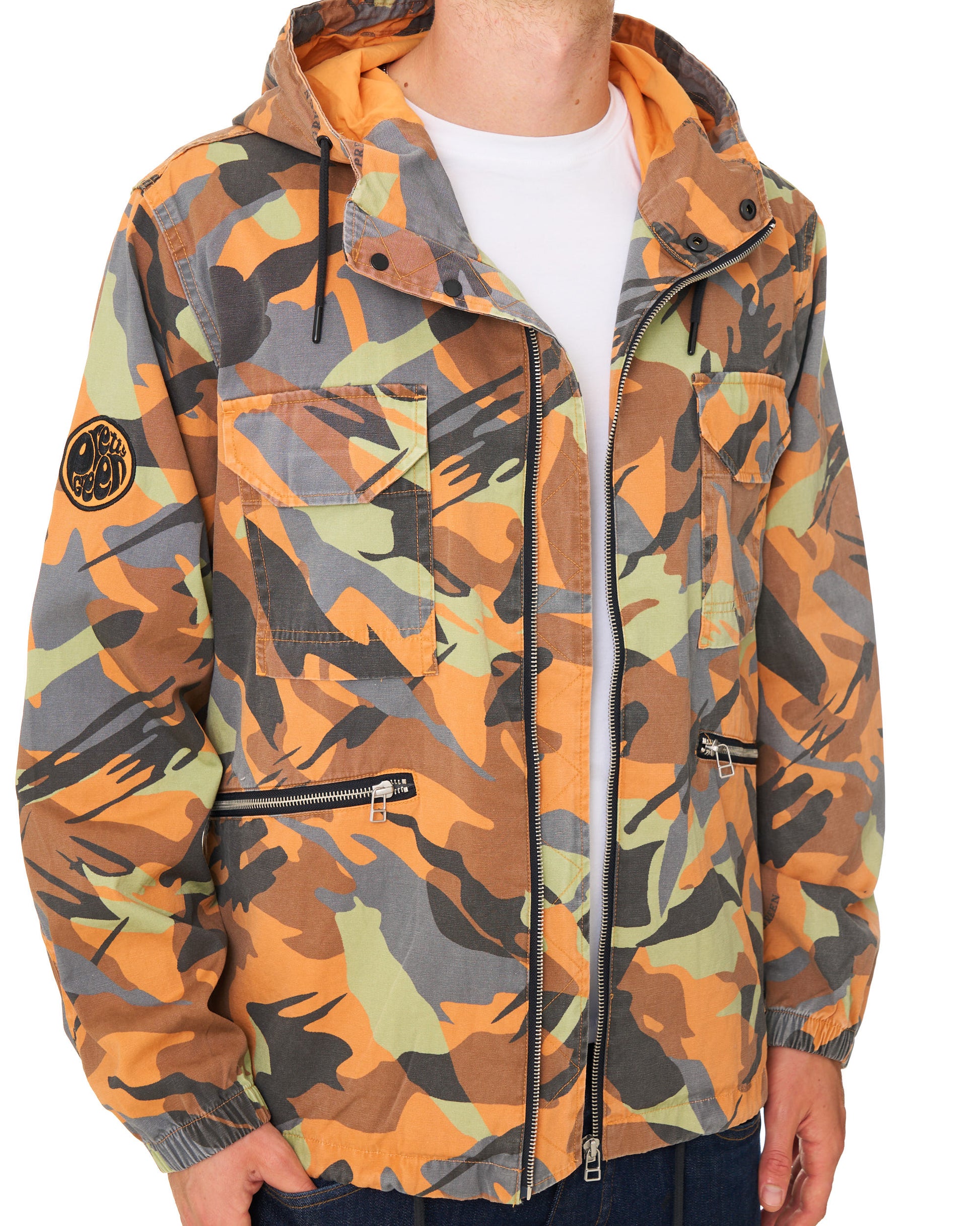 Pretty Green Rave Camo Hooded Jacket Multi