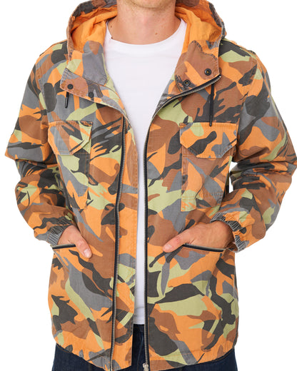 Pretty Green Rave Camo Hooded Jacket Multi