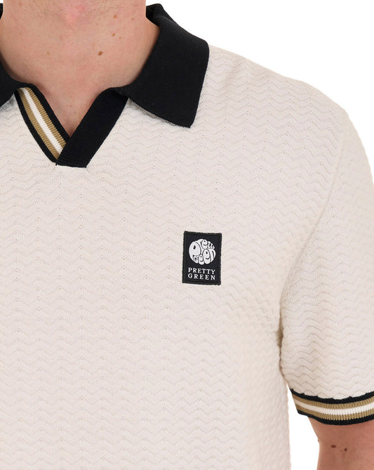 Pretty Green Pretty Green Stratosphere Knit Polo White