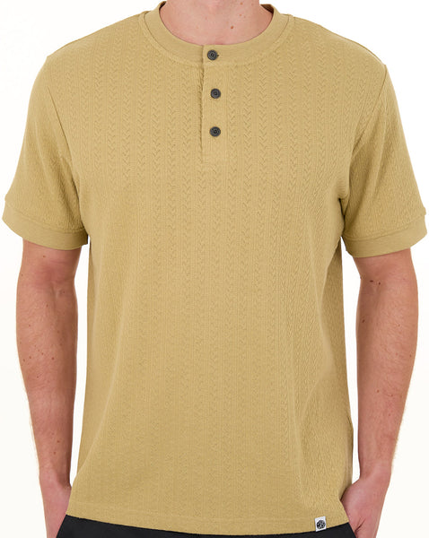 Pretty Green Zephlyn Texture Grandad Tee Taupe