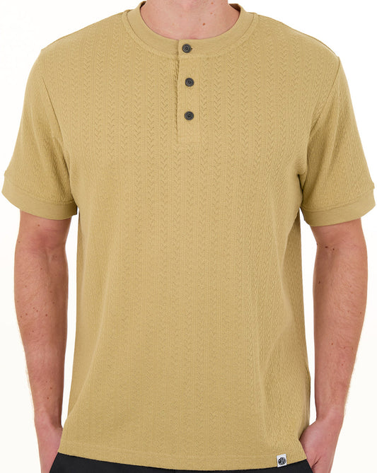 Pretty Green Pretty Green Zephlyn Texture Grandad Tee Taupe