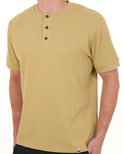 Pretty Green Zephlyn Texture Grandad Tee Taupe