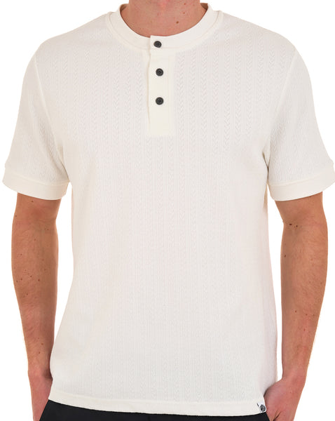 Pretty Green Zephlyn Texture Grandad Tee White