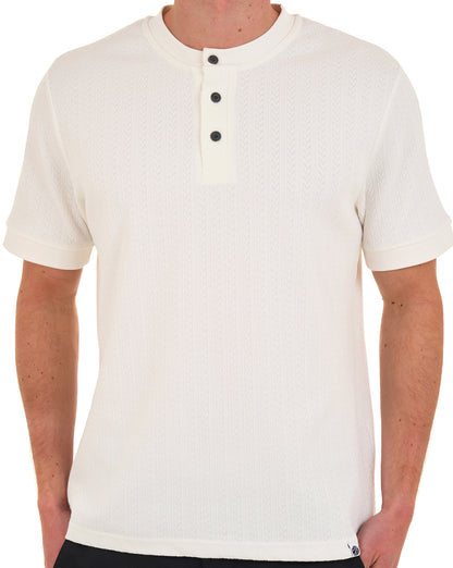 Pretty Green Zephlyn Texture Grandad Tee White