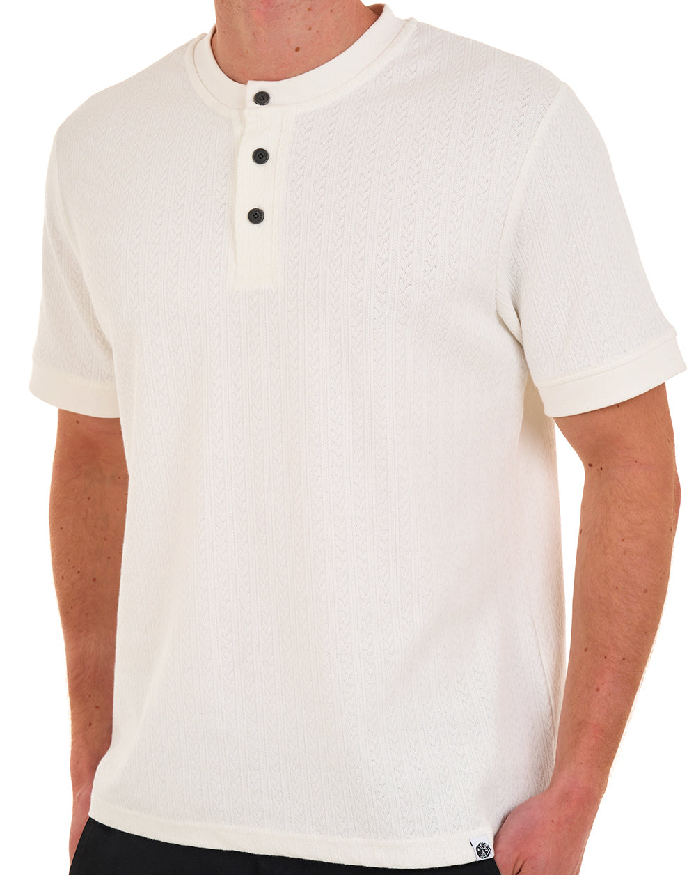 Pretty Green Zephlyn Texture Grandad Tee White