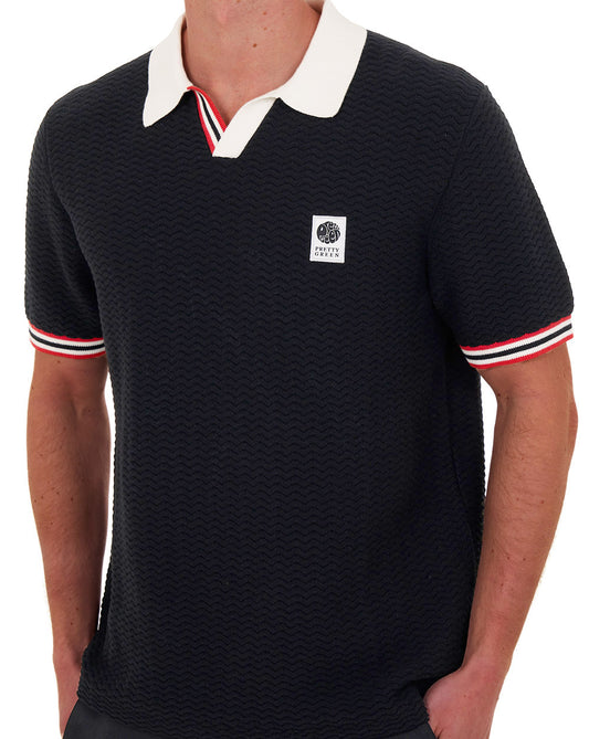 Pretty Green Pretty Green Stratosphere Knit Polo Black