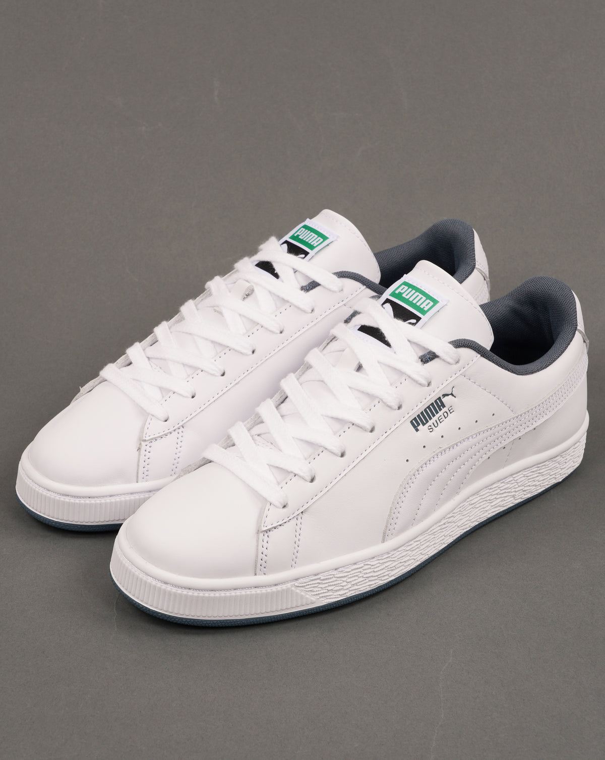 Puma Suede Leather Trainers White/Evening Blue