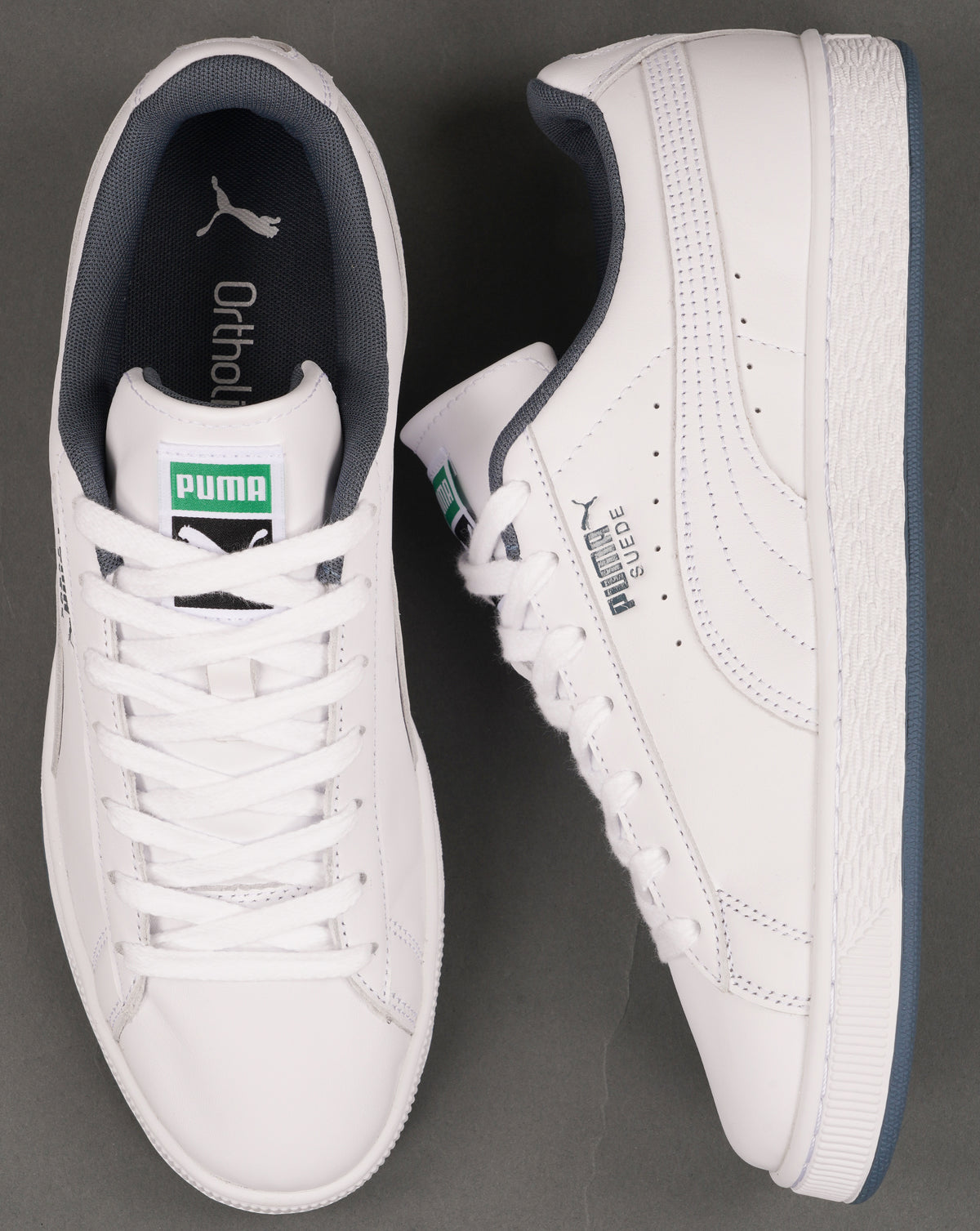 Puma Suede Leather Trainers White/Evening Blue