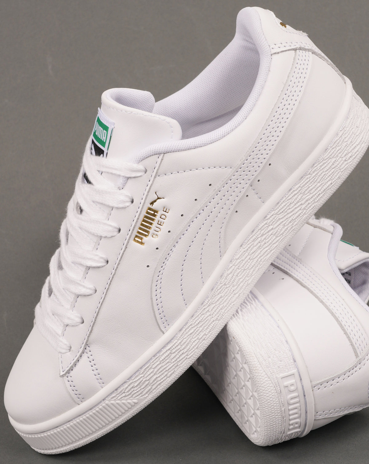 Puma Suede Leather Trainers White/Archive Green