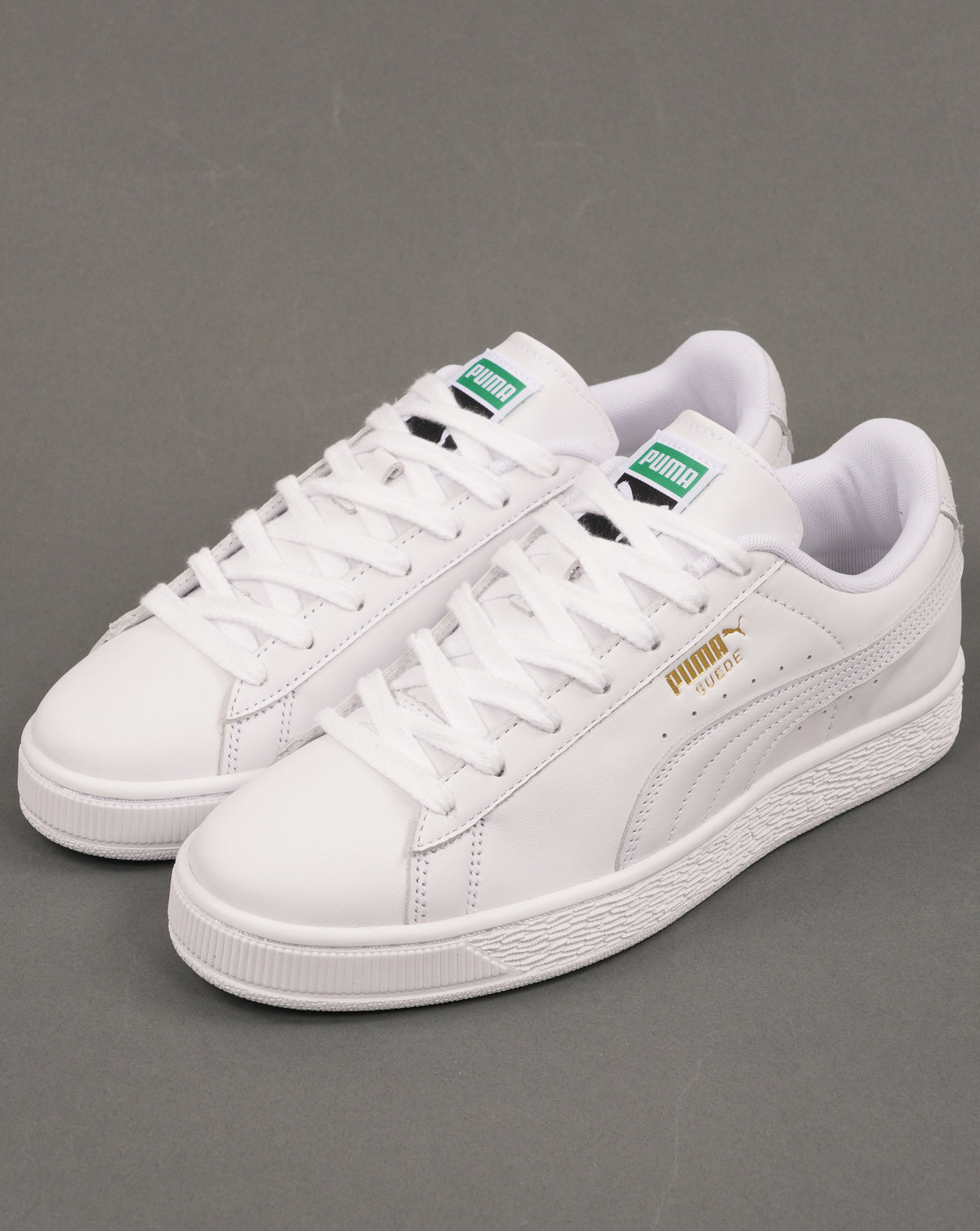 Puma Suede Leather Trainers White/Archive Green