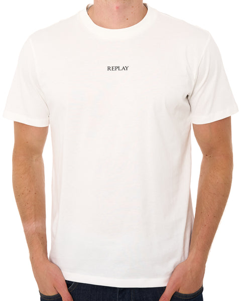 Replay Logo T Shirt Natural White