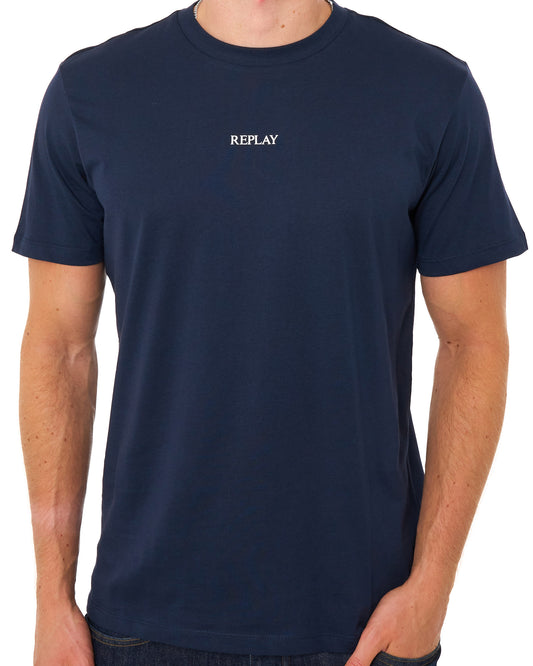 Replay Replay Logo T Shirt Night Blue