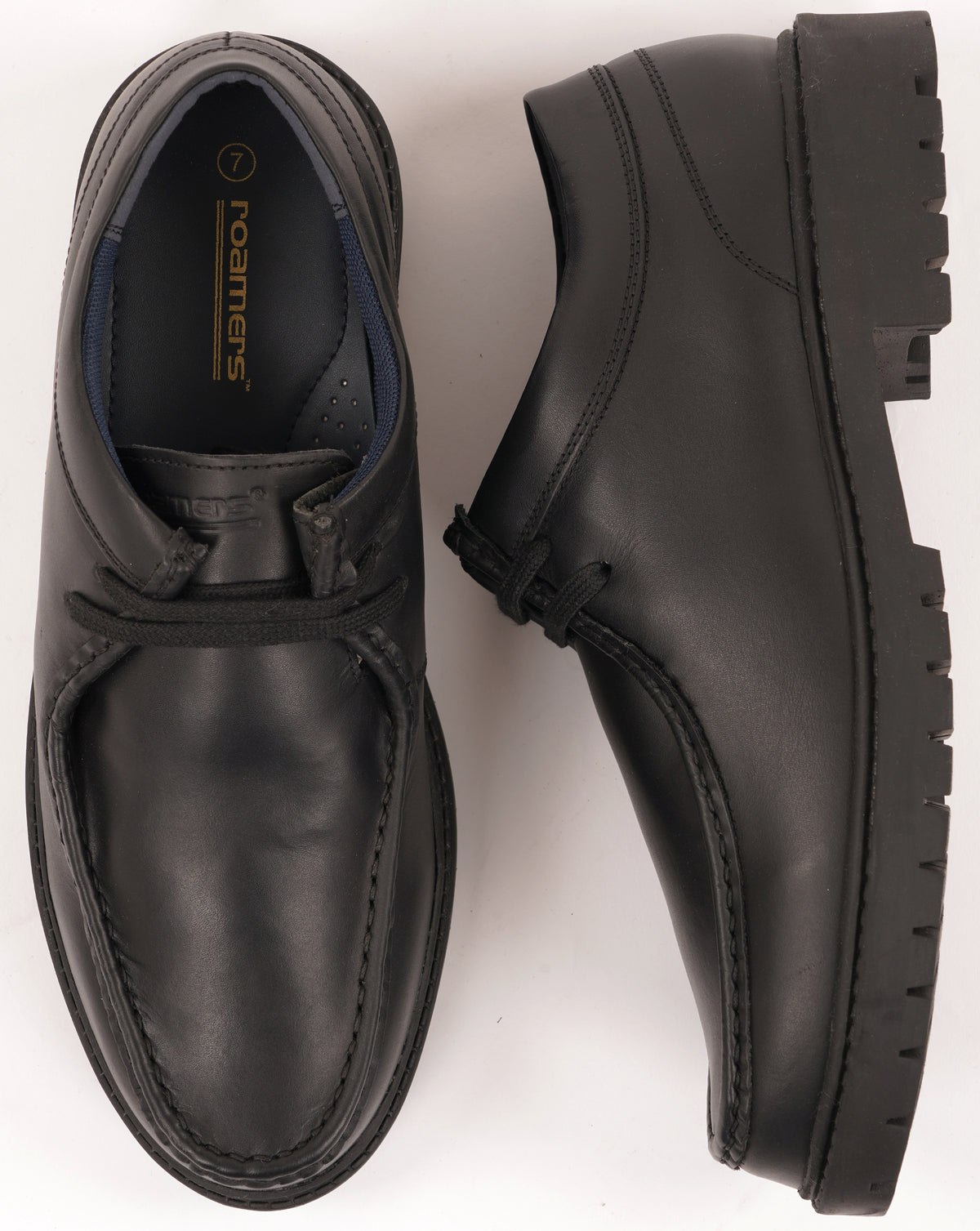 Roamers Apron Leather Shoes Black
