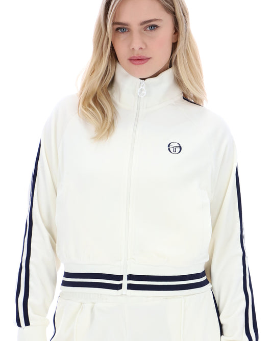 Sergio Tacchini Carmella Velour Track Top Gardenia/Navy Blue
