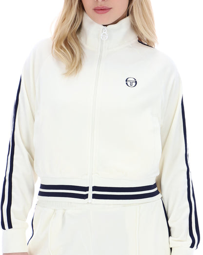 Sergio Tacchini Carmella Velour Track Top Gardenia/Navy Blue