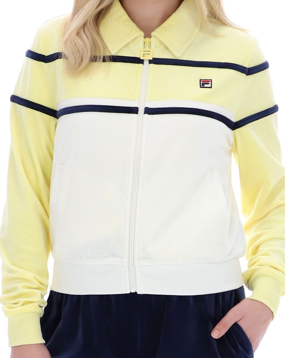 Fila Vintage Giovana Velour Track Top Wax Yellow/Gardenia