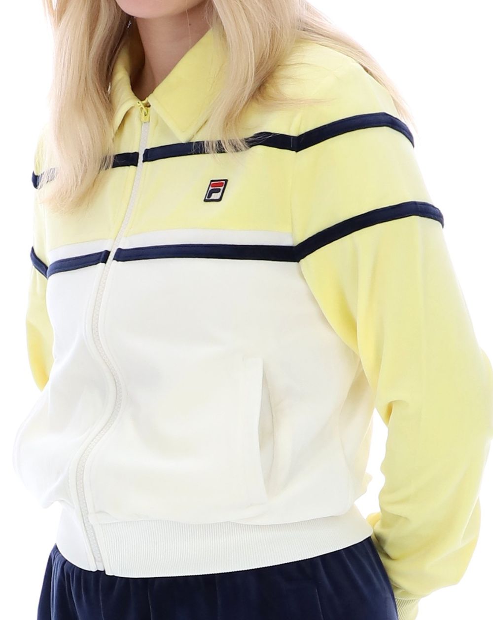 Fila Vintage Giovana Velour Track Top Wax Yellow/Gardenia