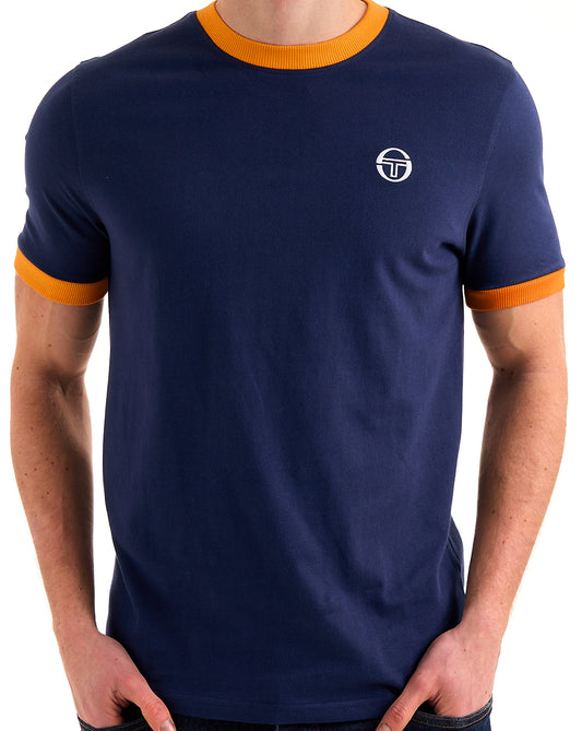 Sergio Tacchini Sergio Tacchini Pro Ringer T Shirt Navy Blue/Orange