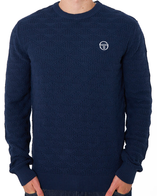 Sergio Tacchini Sergio Tacchini Jacquard Crew Knit Jumper Navy