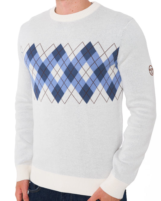 Sergio Tacchini Sergio Tacchini Argyle Crew Knit Jumper Gardenia