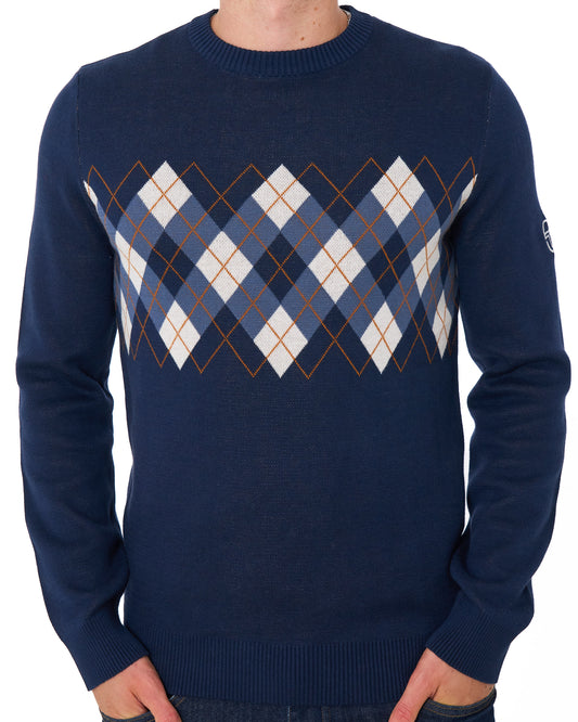 Sergio Tacchini Sergio Tacchini Argyle Crew Knit Jumper Navy Blue