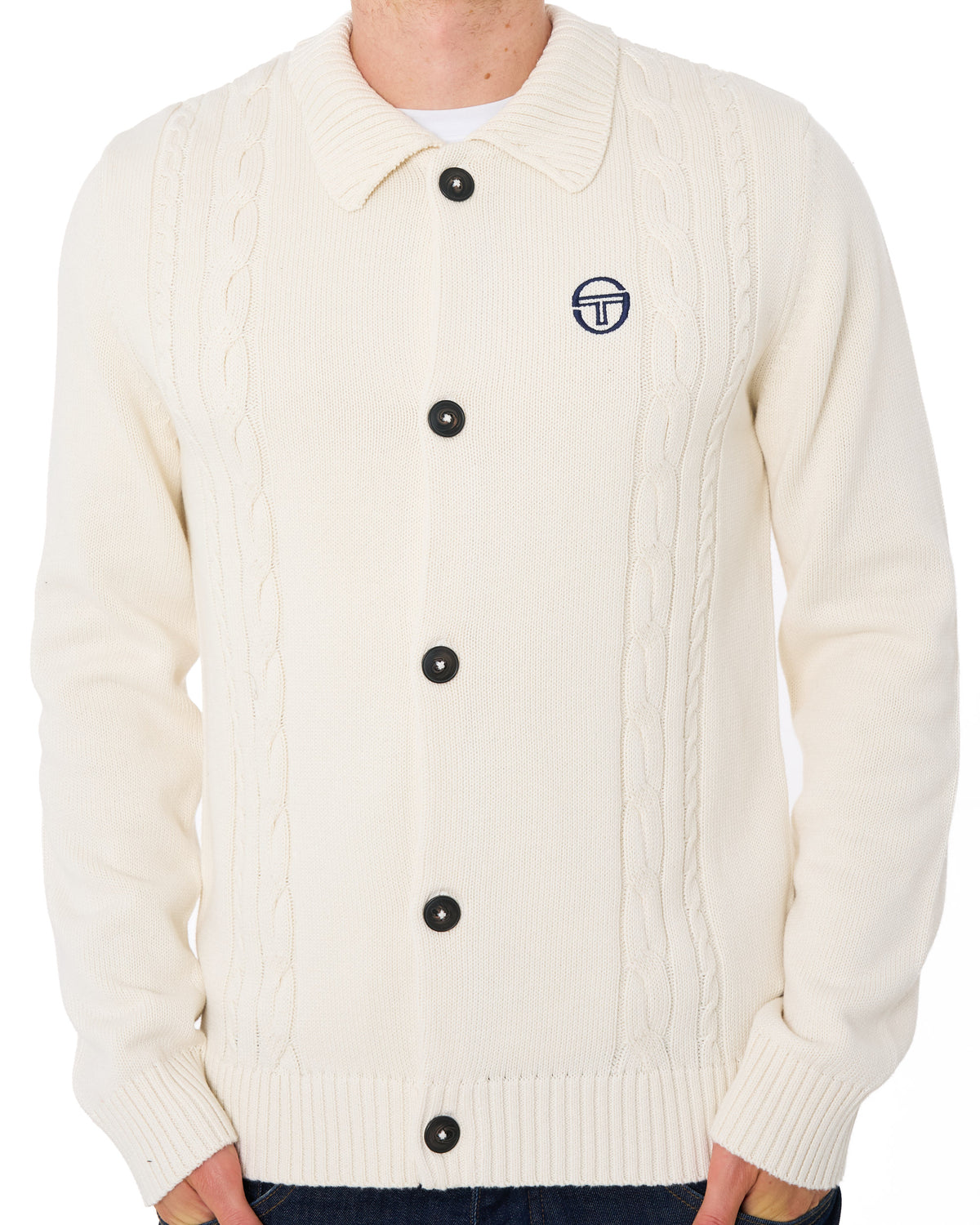 Sergio Tacchini Cable Knit Cardigan Gardenia
