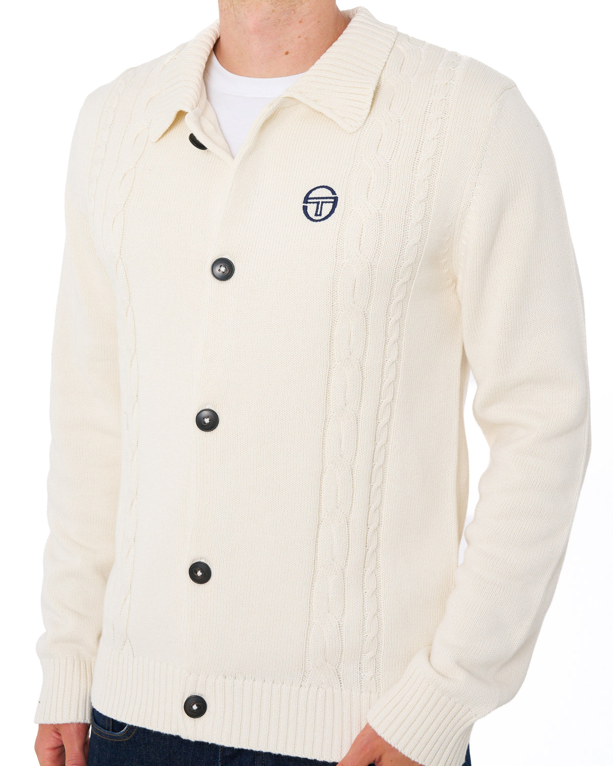 Sergio Tacchini Cable Knit Cardigan Gardenia