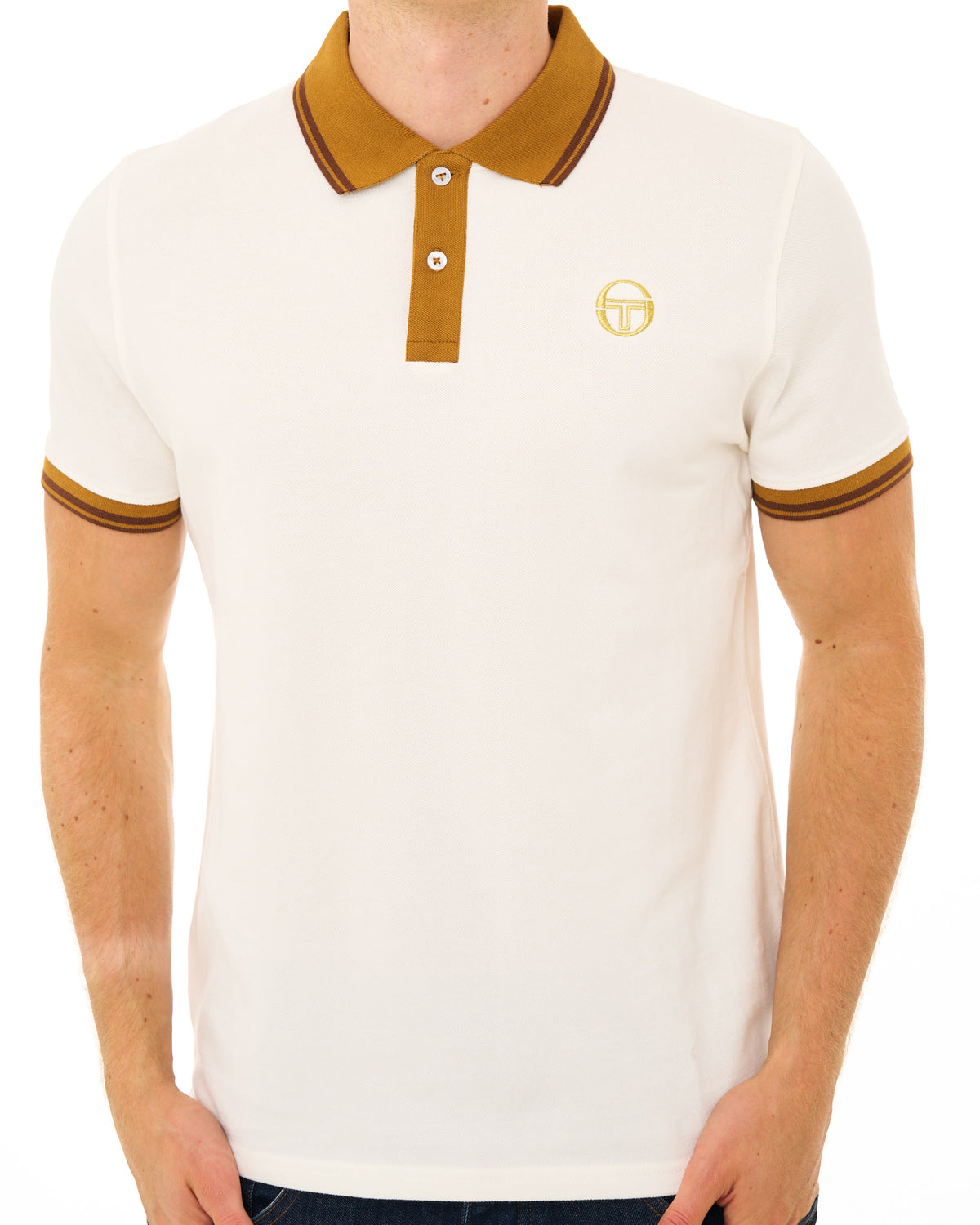 Sergio Tacchini Contrasting Tipped Polo Gardenia/Golden Brown