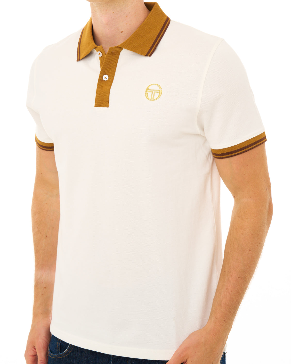 Sergio Tacchini Contrasting Tipped Polo Gardenia/Golden Brown