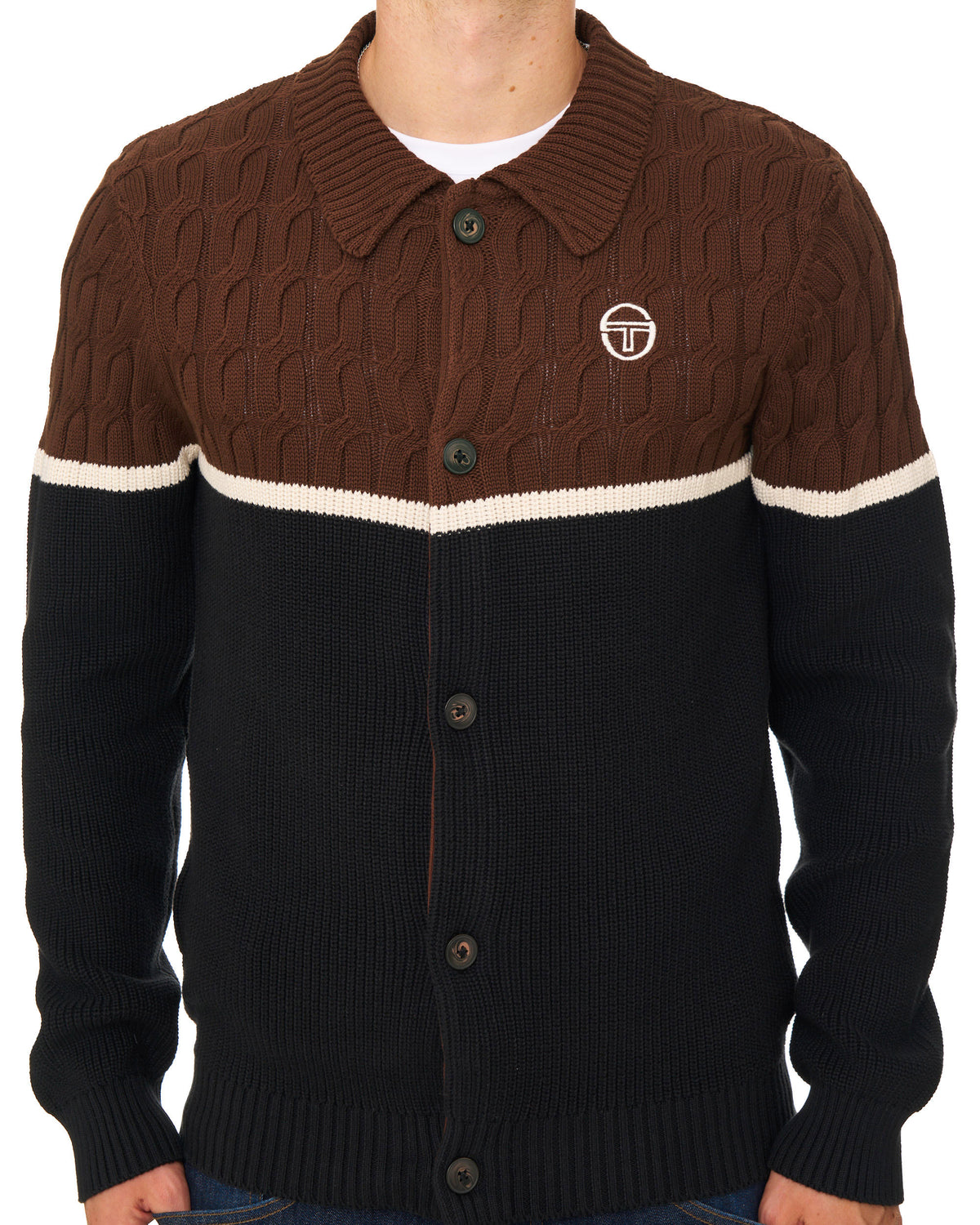 Sergio Tacchini Corte Knitted Cardigan Brown/Black