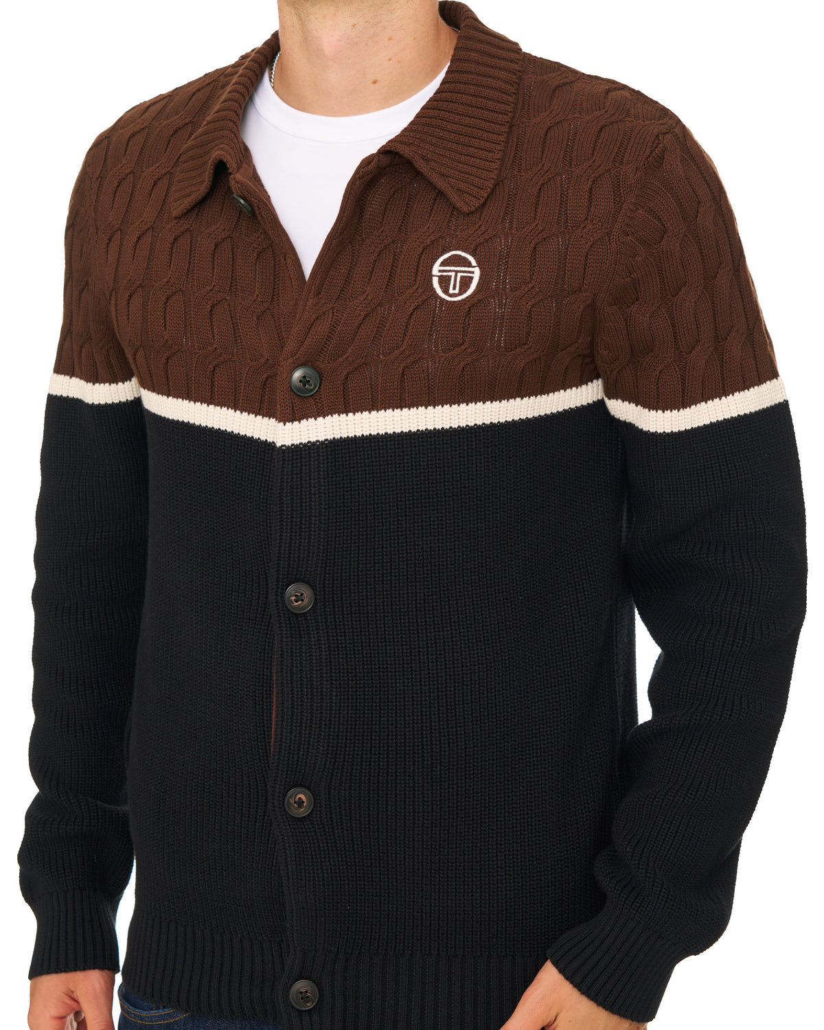 Sergio Tacchini Corte Knitted Cardigan Brown/Black