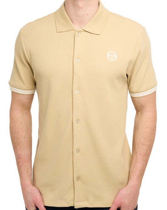 Sergio Tacchini Court Button Polo Shirt Sand