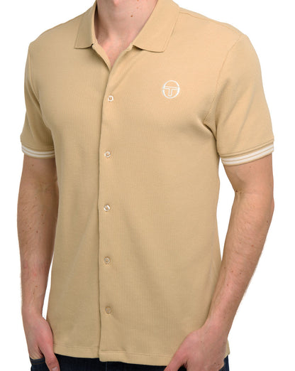 Sergio Tacchini Court Full Button Polo Shirt Sand