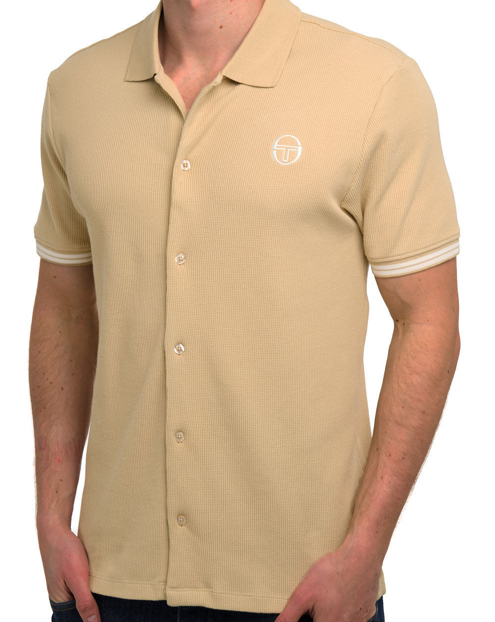 Sergio Tacchini Court Full Button Polo Shirt Sand