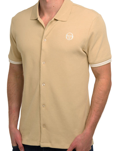 Sergio Tacchini Court Full Button Polo Shirt Sand