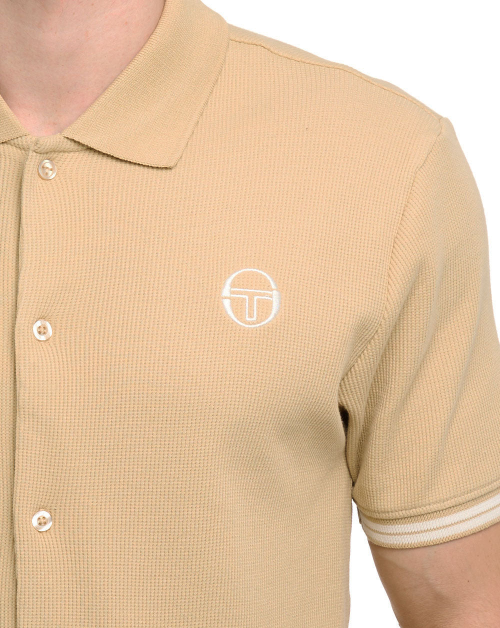 Sergio Tacchini Court Full Button Polo Shirt Sand
