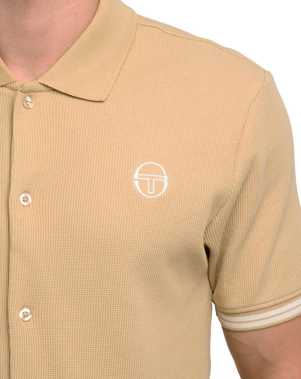 Sergio Tacchini Court Full Button Polo Shirt Sand