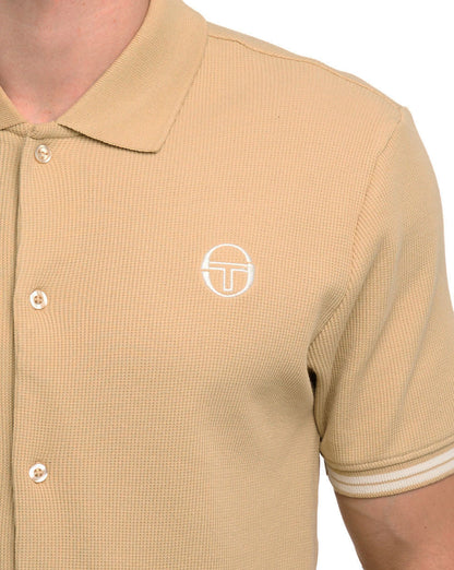 Sergio Tacchini Court Full Button Polo Shirt Sand