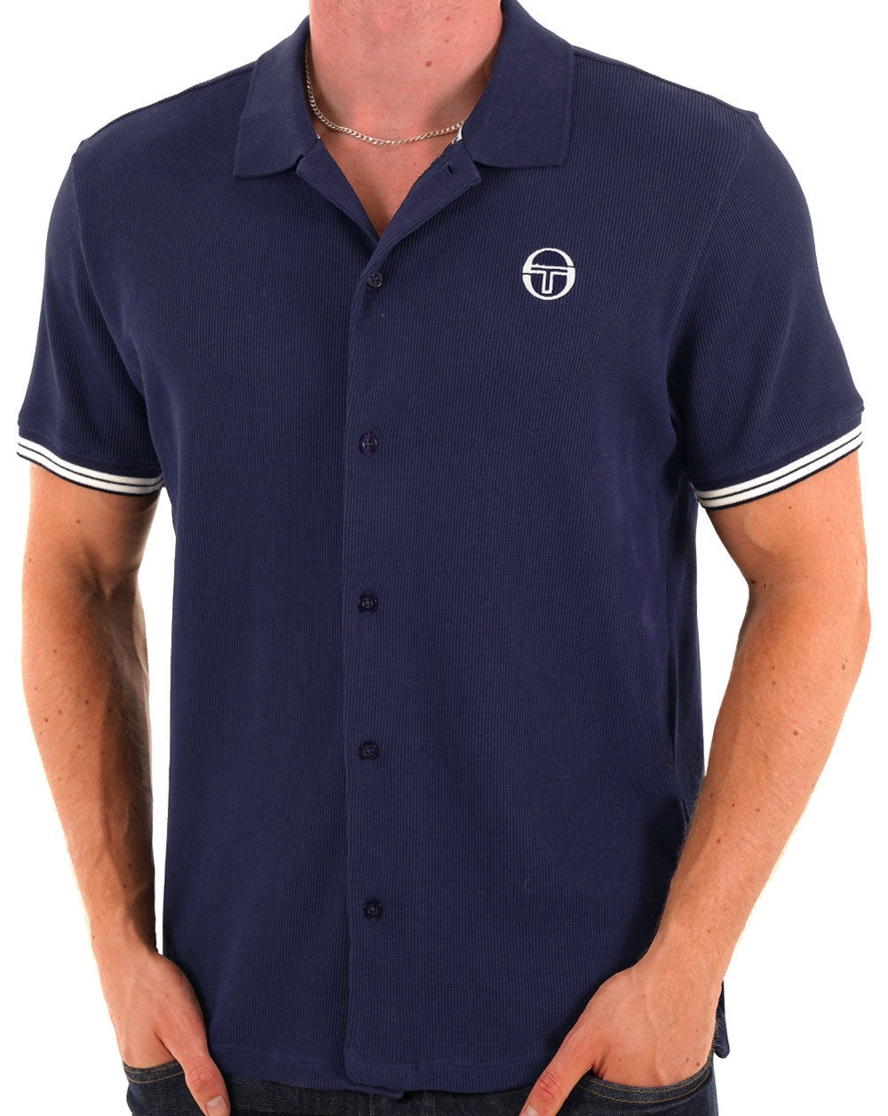 Sergio Tacchini Full Button Polo Shirt Navy