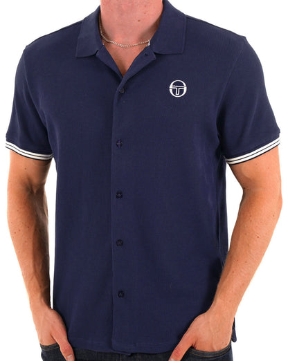 Sergio Tacchini Full Button Polo Shirt Navy