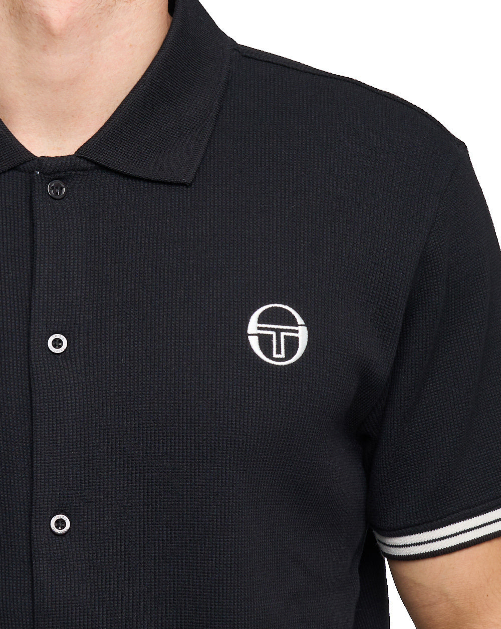 Sergio Tacchini Full Button Polo Shirt Black