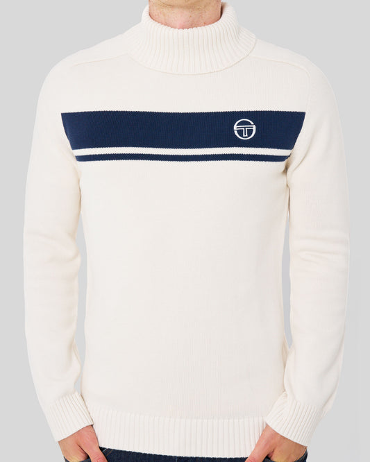 Sergio Tacchini Sergio Tacchini Masters Roll Neck Knit Ecru Navy