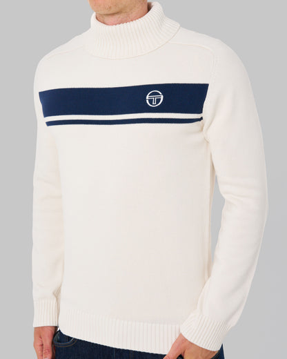 Sergio Tacchini Masters Roll Neck Knit Ecru Navy