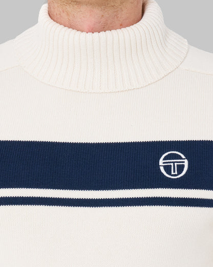 Sergio Tacchini Masters Roll Neck Knit Ecru Navy