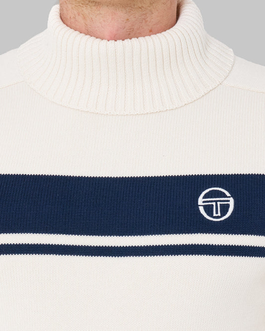 Sergio Tacchini Sergio Tacchini Masters Roll Neck Knit Ecru Navy