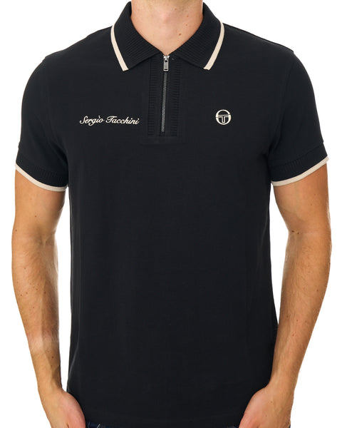Sergio Tacchini Davide Zip Polo Shirt Black