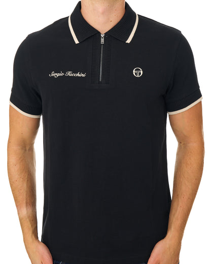 Sergio Tacchini Davide Zip Polo Shirt Black