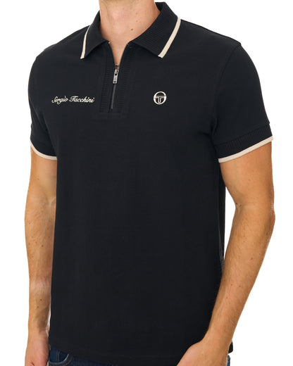 Sergio Tacchini Davide Zip Polo Shirt Black