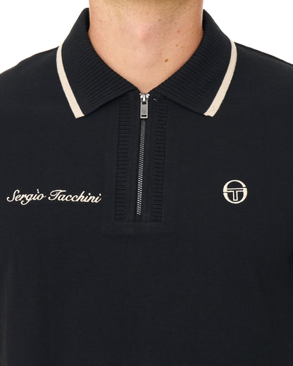 Sergio Tacchini Davide Zip Polo Shirt Black